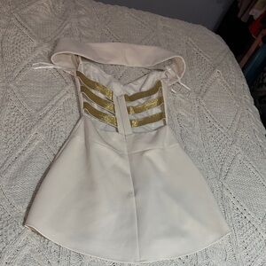BCBGMaxAzria Ivory and Metallic Strapless Dress (SIZE: 4)